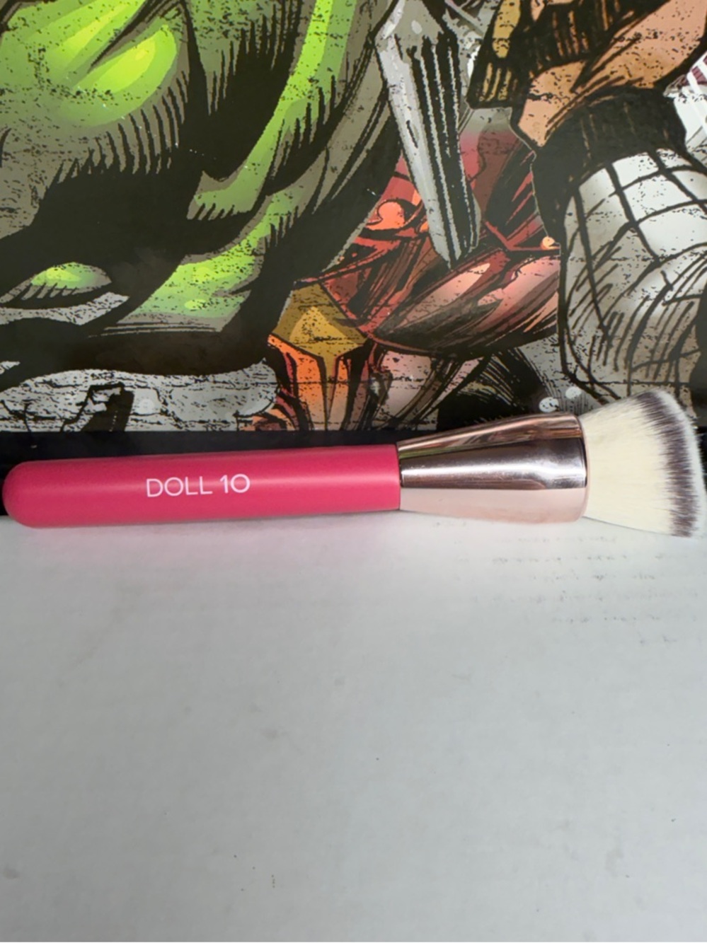 Dollcake Hot Pink Angled Powder Brush with Rose Gold Ferrule